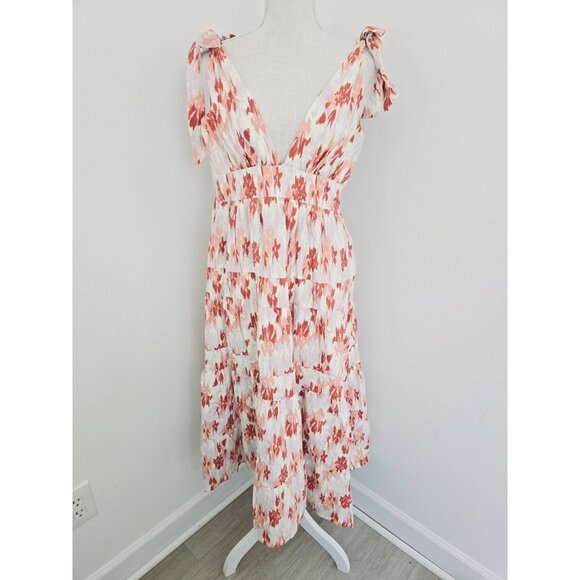 House of Harlow 1960 Linen Blend Midi Maxi Tiered Cottagecore Sleeveless Dress M - Picture 1 of 15